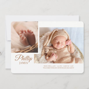 Showy Script Photo Birth Notice Aankondiging