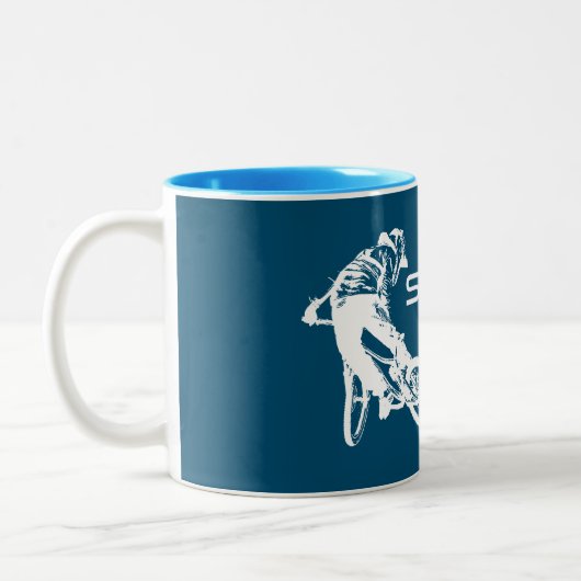 Shred Brevard North Carolina Mountainbiken Tweekleurige Koffiemok (Links)