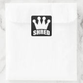 Shred Crown (witte) vierkante sticker (Tas)