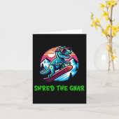 Shred De Gnar Grappige Snowboarden Dinosaurus T-Re Kaart (Gele Bloem)