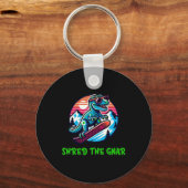 Shred De Gnar Grappige Snowboarden Dinosaurus T-Re Sleutelhanger (Voorkant)