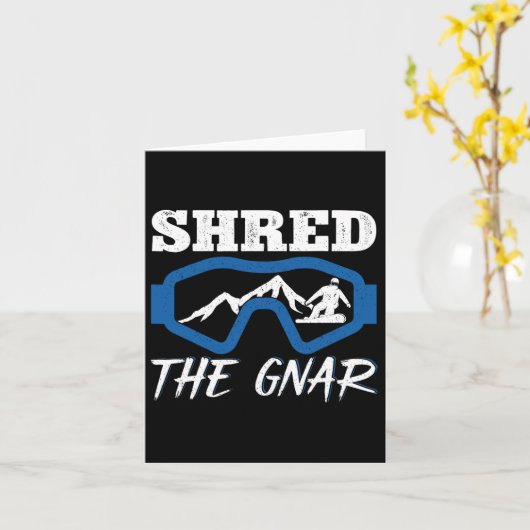 Shred de Gnar Snowboard Snowboarder Kaart (Gele Bloem)