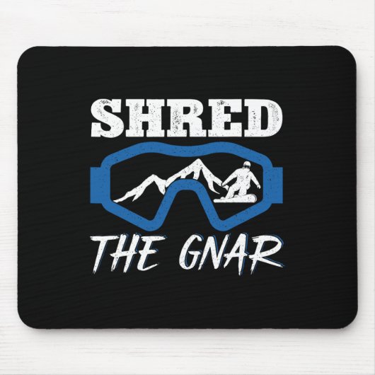 Shred de Gnar Snowboard Snowboarder Muismat (Voorkant)