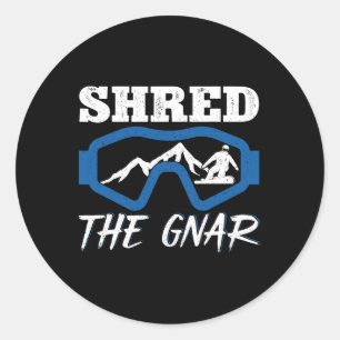 Shred de Gnar Snowboard Snowboarder Ronde Sticker