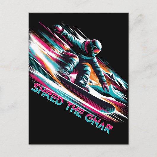 Shred de Gnar Snowboarden Briefkaart (Voorkant)