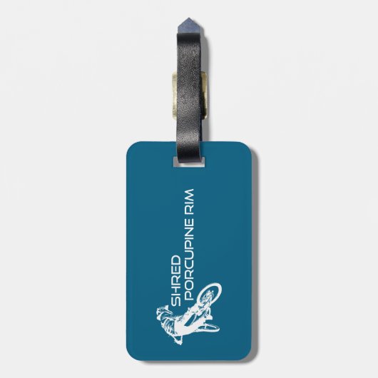 Shred de Porcupine Rim Trail mountainbiken Bagagelabel (Achterkant verticaal)