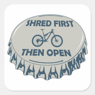 Shred First Dan Open Mountain Biking Vierkante Sticker