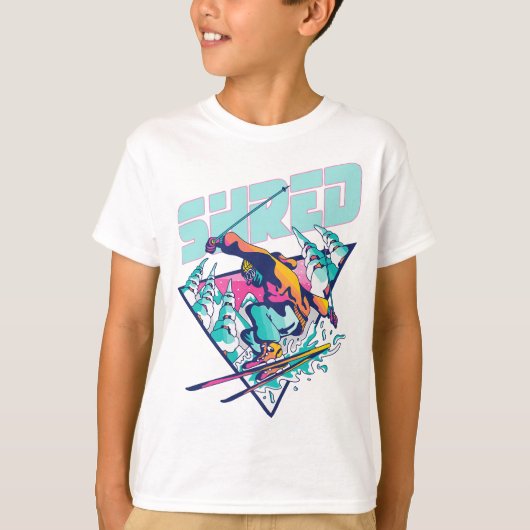 Shred  Freestyle Ski 80s Kostuum Retro Skii T-shirt (Voorkant)