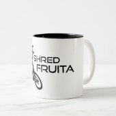 Shred Fruita Colorado Mountain Biking Tweekleurige Koffiemok (Voorkant rechts)