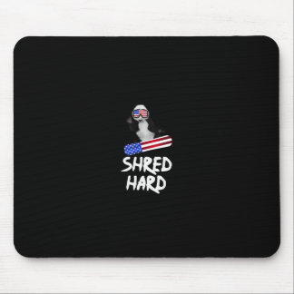 Shred Hard American Flag Panda Beer Snowboarding T Muismat