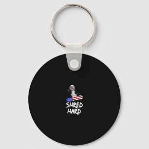 Shred Hard American Flag Panda Beer Snowboarding T Sleutelhanger