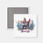 Shred Life - Cool Skateboarding Gnome Magneet (Voorkant / Achterkant)