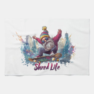 Shred Life - Cool Skateboarding Gnome Theedoek