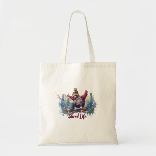 Shred Life - Cool Skateboarding Gnome Tote Bag (Voorkant)
