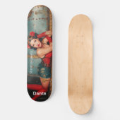 "Shred me gently" steampunk pinup girl painting Persoonlijk Skateboard (Voorkant)