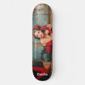 "Shred me gently" steampunk pinup girl painting Persoonlijk Skateboard (Voorkant)