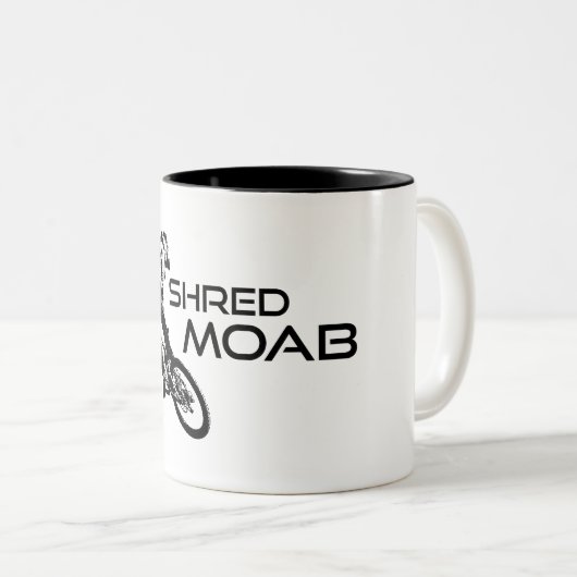 Shred Moab Mountain Biking Tweekleurige Koffiemok (Voorkant rechts)