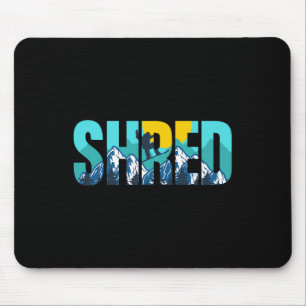 Shred Mountain Snowboarding Slopes Sunset Graphic Muismat