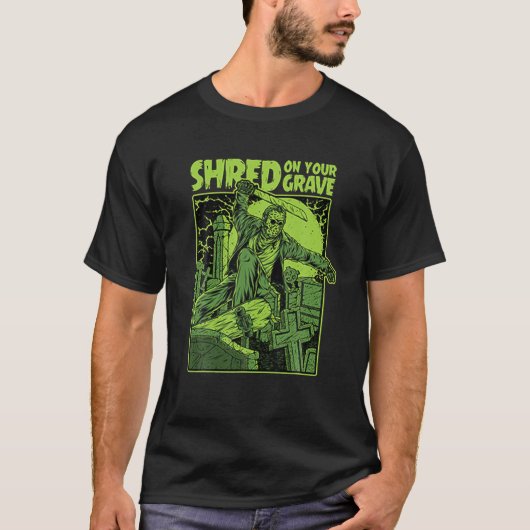 Shred On Your Grave - Friday Killer Horror Hallowe T-shirt (Voorkant)