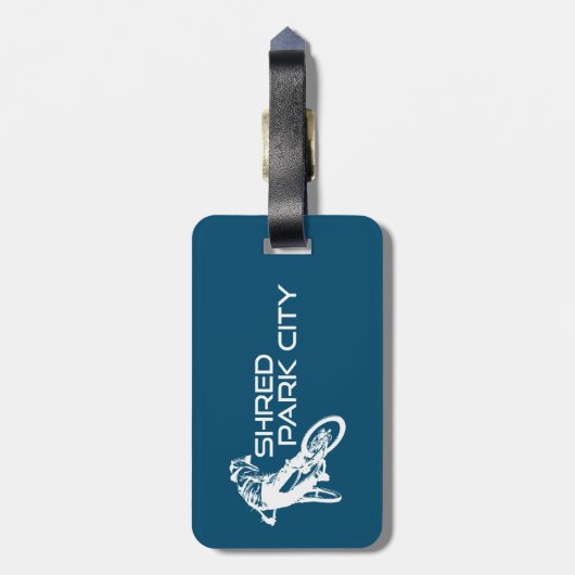 Shred Park City Utah Mountainbiken Bagagelabel (Achterkant verticaal)