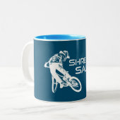 Shred Salida Colorado Mountainbike Tweekleurige Koffiemok (Voorkant links)