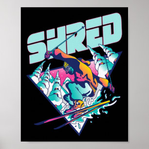Shred Shirt Vintage Freestyle Ski 80s Kostuum Retr Poster