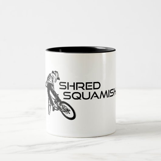 Shred Squamish Mountain Biking Tweekleurige Koffiemok (Center)