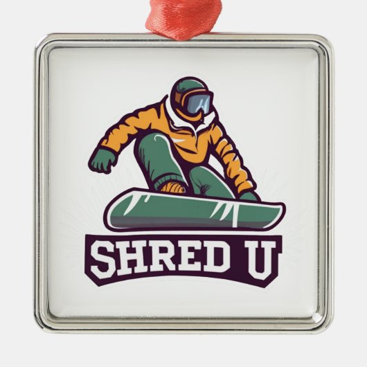 Shred Universiteit Snowboarden Metalen Ornament (Voorkant)