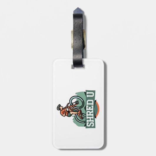 Shred University mountainbiken Bagagelabel (Achterkant verticaal)
