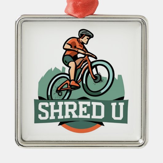 Shred University mountainbiken Metalen Ornament (Voorkant)