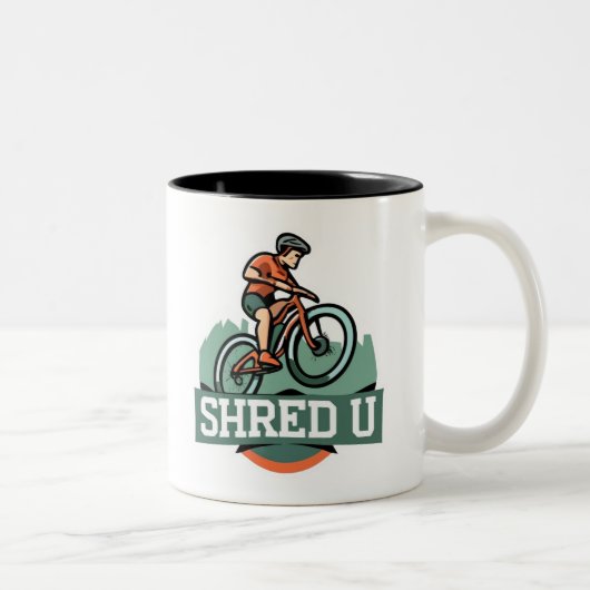 Shred University mountainbiken Tweekleurige Koffiemok (Rechts)