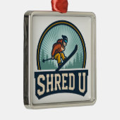 Shred University Skiën Metalen Ornament (Rechts)