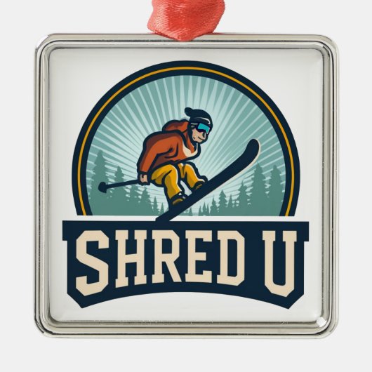 Shred University Skiën Metalen Ornament (Voorkant)