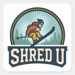 Shred University Skiën Vierkante Sticker