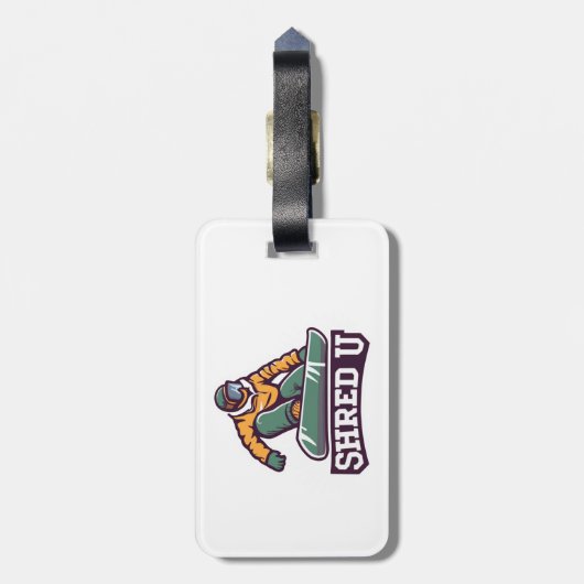 Shred University Snowboarden Bagagelabel (Achterkant verticaal)