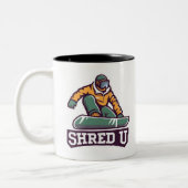 Shred University Snowboarden Tweekleurige Koffiemok (Links)