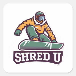 Shred University Snowboarden Vierkante Sticker