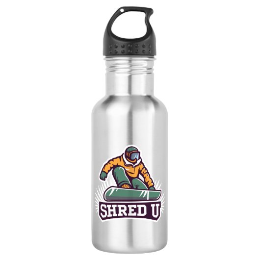 Shred University Snowboarden Waterfles (Voorkant)