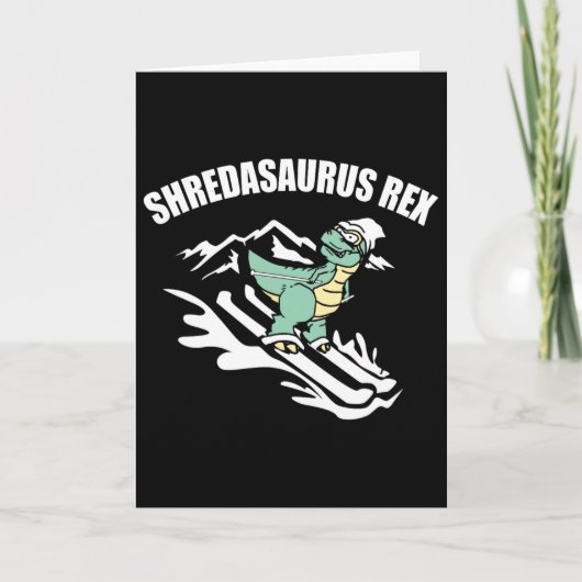 Shredasaurus Rex Ski Dinosaur Kinderen Grappig Ski Kaart (Voorkant)
