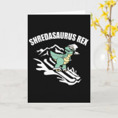 Shredasaurus Rex Ski Dinosaur Kinderen Grappig Ski Kaart (Gele Bloem)