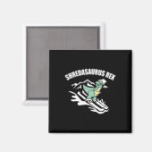 Shredasaurus Rex Ski Dinosaur Kinderen Grappig Ski Magneet (Voorkant / Achterkant)