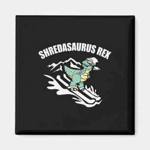 Shredasaurus Rex Ski Dinosaur Kinderen Grappig Ski Magneet