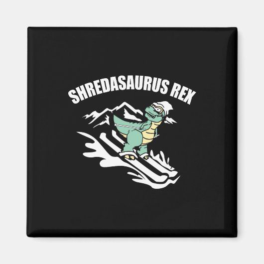 Shredasaurus Rex Ski Dinosaur Kinderen Grappig Ski Magneet (Voorkant)