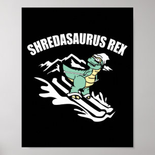 Shredasaurus Rex Ski Dinosaur Kinderen Grappig Ski Poster