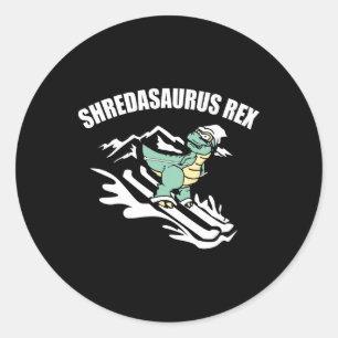 Shredasaurus Rex Ski Dinosaur Kinderen Grappig Ski Ronde Sticker