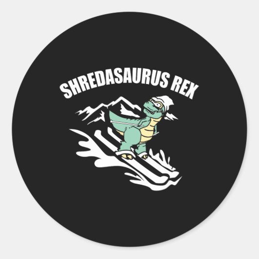 Shredasaurus Rex Ski Dinosaur Kinderen Grappig Ski Ronde Sticker (Voorkant)
