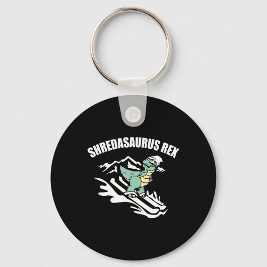 Shredasaurus Rex Ski Dinosaur Kinderen Grappig Ski Sleutelhanger (Voorkant)