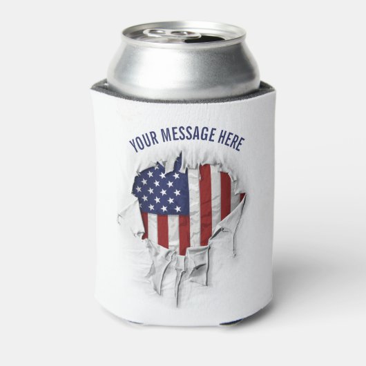 Shredded, Ripped and Torn American Flag Koelbox Blikjeskoeler (Blikje Achterkant)