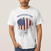 Shredded, Ripped and Torn American Flag T-Shirt (Voorkant)
