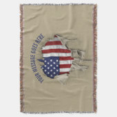 Shredded, Ripped and Torn American Flag Throw Blan Deken (Voorkant Verticaal)